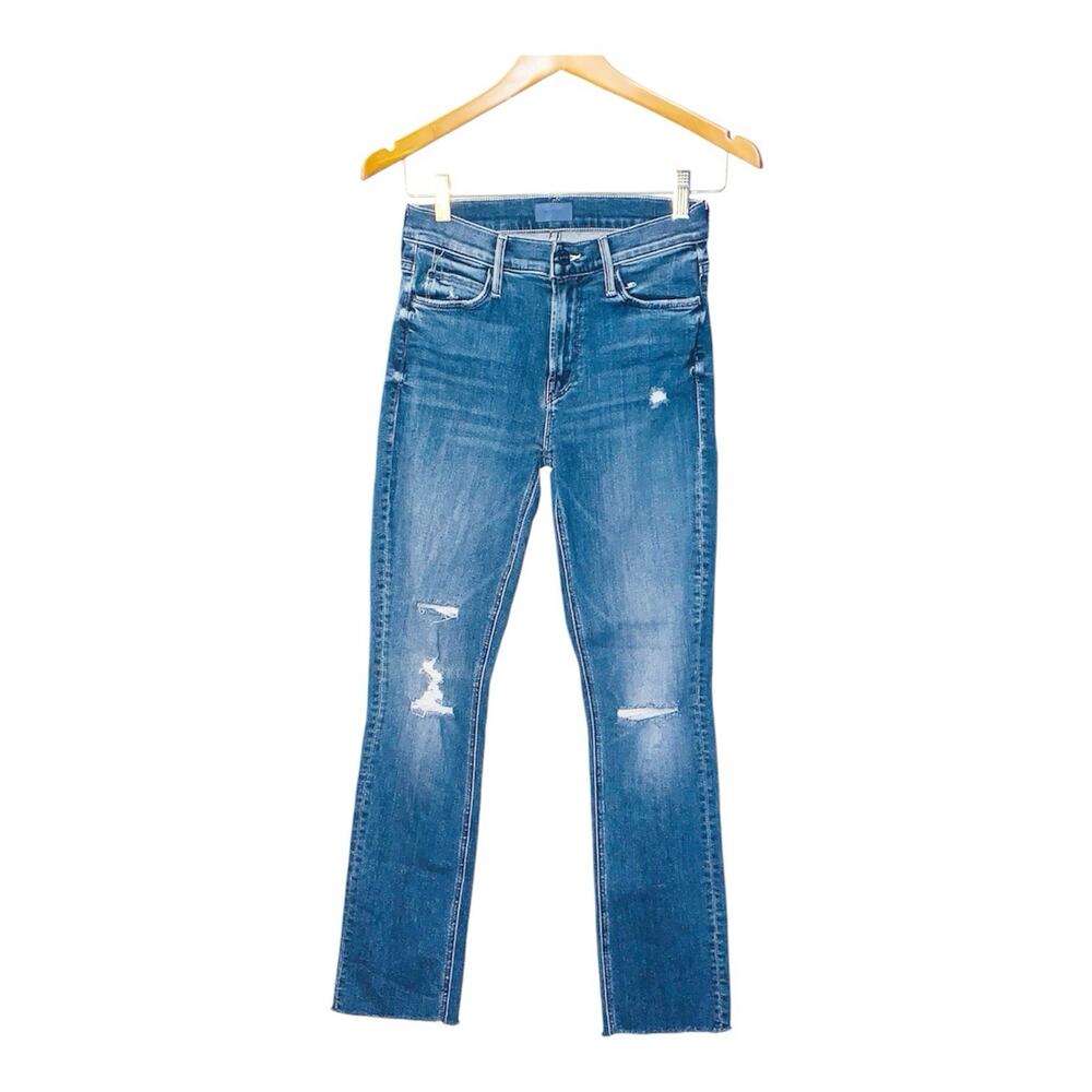 Mother The Mid Rise Dazzler Ankle Fray Jean Weekend Warrior Distressed Womens 25